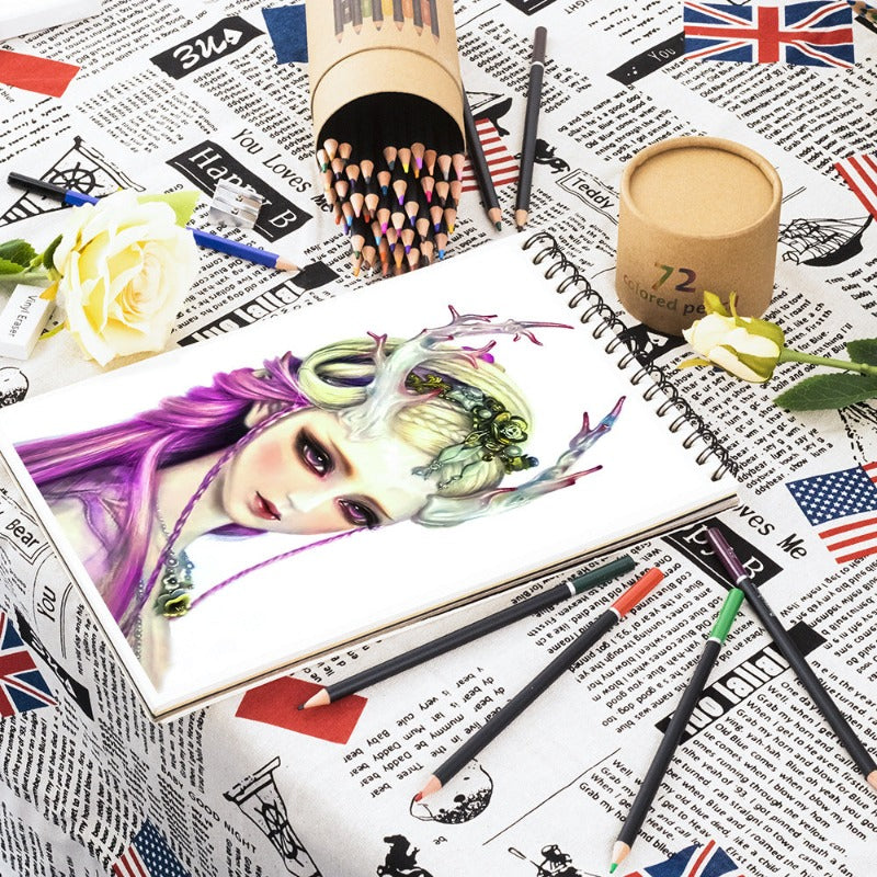 New 72 Colorful Pencil Professional Art Hand-painted Oily Set Cartridge Painting Color Pencil Student Stationery School Gift