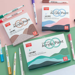 12/24/36 Colors Soft Bullet Tip Acrylic Paint Marker Pens Set