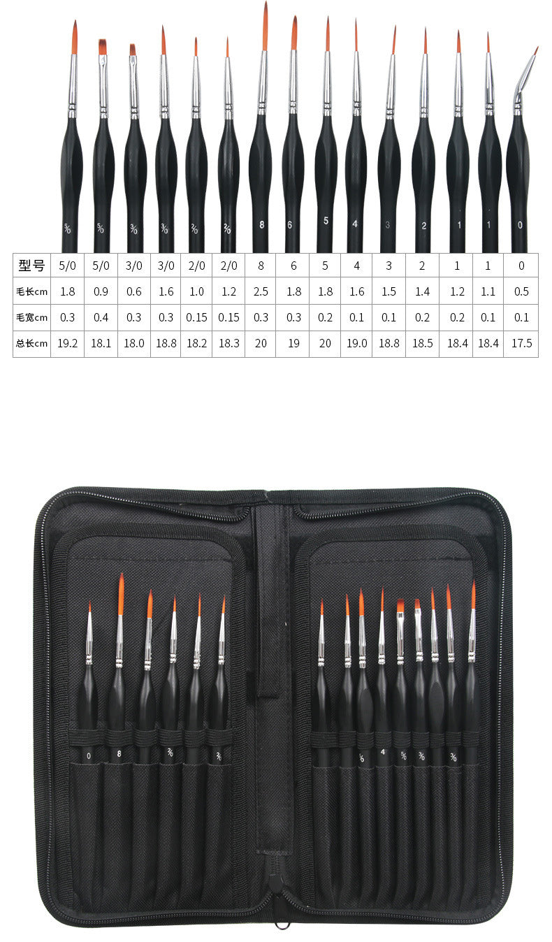 15Pcs Art Miniature Paint Brush Pen Set Nylon Hair brushes for acrylic and oil drawing Professional Watercolor painting tools