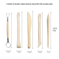 43Pcs/Set Clay Sculpting Tool Wood Handle Pottery Clay Ceramics Molding Tools DIY Dotting Art Craft Carving Tools Clay Tools