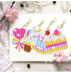 5D Unicorn Donut Diamond Painting Kit With Keychains
