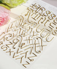 3 Sheets 3D Gold Letter Stickers Set