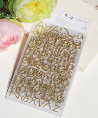3 Sheets 3D Gold Letter Stickers Set