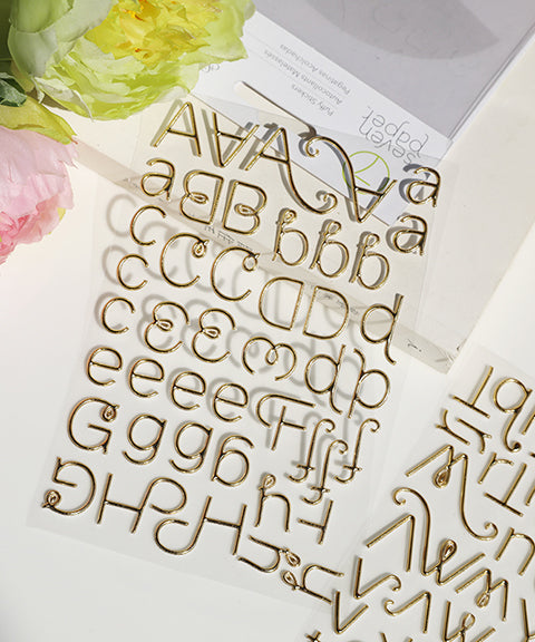3 Sheets 3D Gold Letter Stickers Set