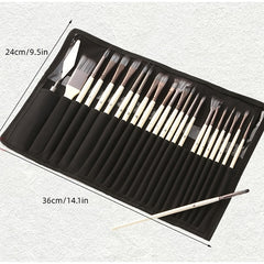 24 pcs/set Nylon Hair Wooden Handle Watercolor Paint Brush Pen Scrubbing Scraper Acrylic Painting Art Paint Brushes Supplies