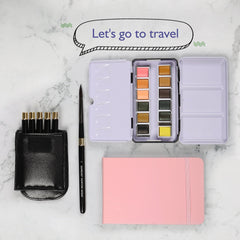 Nylon Hair Watercolor Brush Portable Travel Carry-on Brush Set Art Painting Professional Supplies