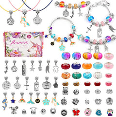 Bracelet Making Kit 130 Pcs DIY Jewelry Making Kit Children DIY Handmade Toy with Bracelet,Pendant,Beads,Charms and Necklace String for Bracelets Craft & Necklace Making,for Teen Girl Gifts Ages 3-13