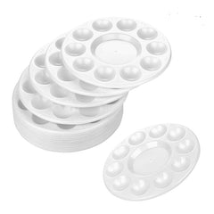 15 Pcs Round Paint Tray Palettes Plastic White