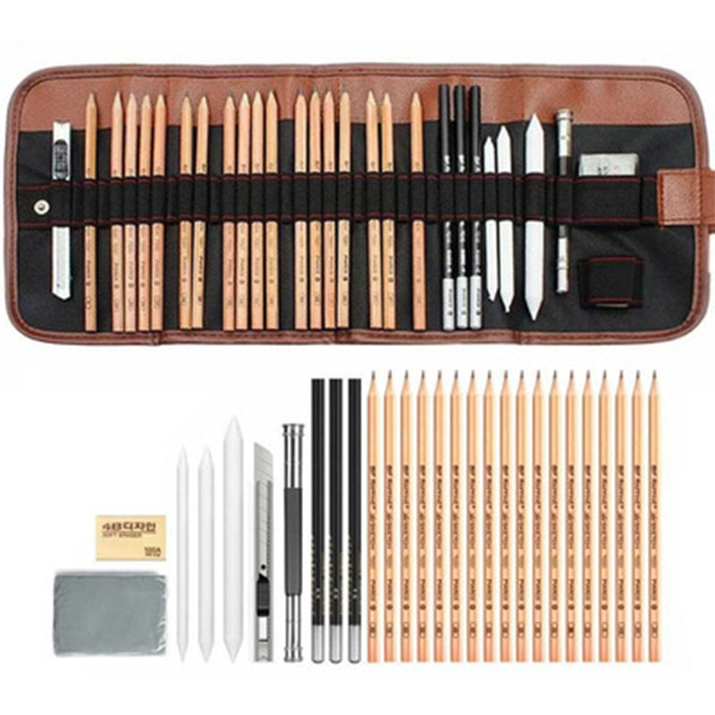 29Pcs Sketch Pencil Set Professional Drawing Pencils Bags Portable Outdoor Travel Ketching Painter School Students Art Supplies
