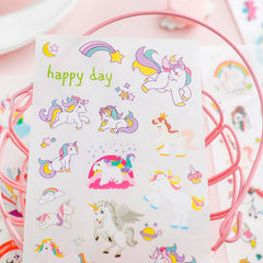 6 pcs/lot Cute Unicorn Handmade Scrapbooking Stickers Journal Kawaii Flower Decorative Diary Stationery Sticker