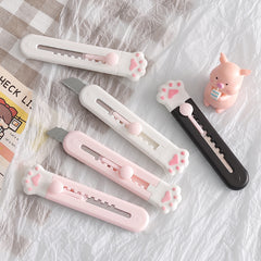 Cute Cat Claw Mini Portable Utility Knife Paper Cutter Cutting Paper Razor Blade Office Stationery Material Cutter Letter Envelope Opener Mail Knife School Office Supplies