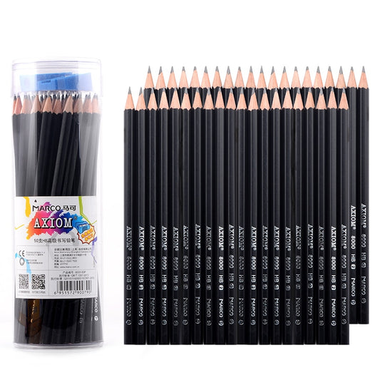 50 Pcs Log Writing HB Sketch Pencil Set