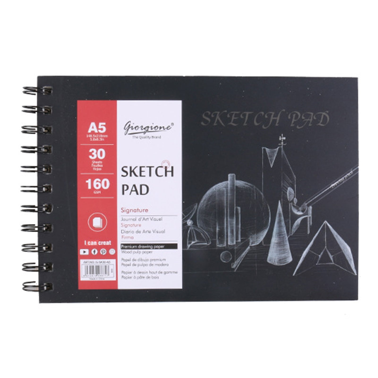 30 Sheet A3/A4/A5 Sketch Pad Hardcover Watercolor Sketchbook Paper for Drawing Painting Color Pencil Book School Art Supplies
