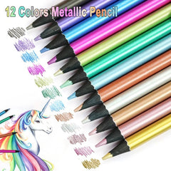 12/18 Colors Metallic Pencil Colored Drawing Pencil Sketching Pencil Painting Colored Pencils Art Supplies