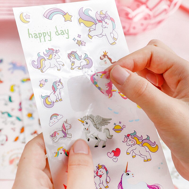 6 pcs/lot Cute Unicorn Handmade Scrapbooking Stickers Journal Kawaii Flower Decorative Diary Stationery Sticker
