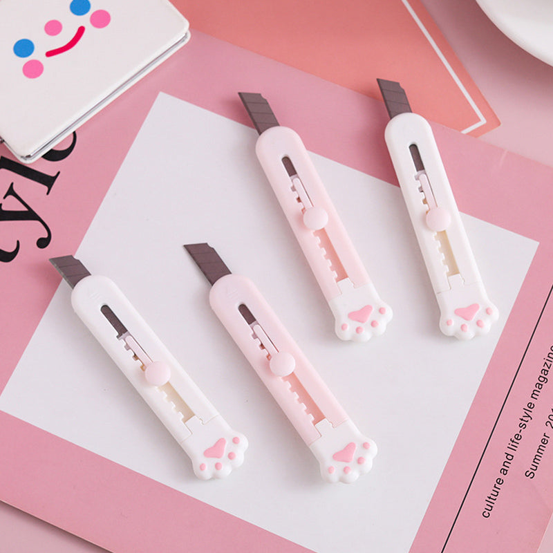 Cute Cat Claw Mini Portable Utility Knife Paper Cutter Cutting Paper Razor Blade Office Stationery Material Cutter Letter Envelope Opener Mail Knife School Office Supplies