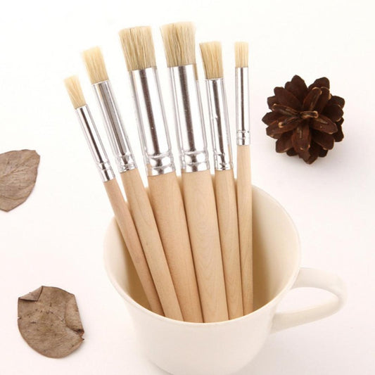 6Pcs Wood Handle Paint Brushes Durable Arts Crafts Watercolor Painting Brush Set Washable DIY Handmade Watercolor Brushes Set School Supplies Creative Wear-resistant Oil Paintbrushes