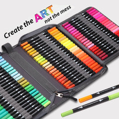 120 Colors Dual Brush Markers Pens Colored Pencil Watercolor Art Markers Professional Drawing Pencils Art Set Fineliner Calligraphy Pens With Case for Coloring Book Drawing Writing Sketching and Doodling Designs for Adults or Kids