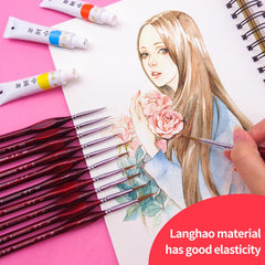 11Pcs Acrylic Nail Brush Detail Paint Brush Set Carving UV Gel Nail Polish Extension Lines Liner Painting Brushes Drawing Pen Manicure Nail Art Tool