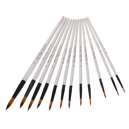 12PCS Nylon Hair Paint Brushes Set Pointed Watercolor Paint Brush Pen Set Learning DIY Oil Acrylic Painting Art Paint Brushes Supplies Art Supplies