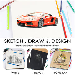 60 Sheets 9" x 12" Top Spiral Bound Sketch Pad Sketch Drawing Pads Art Supplies for Drawing Sketching and Journaling with Three Colors of Paper Artist Sketching Drawing Pad