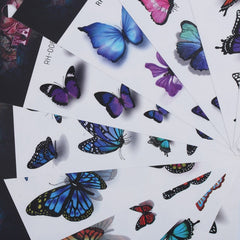 12 Sheet 3D Colorful Butterfly Temporary Tattoos Stickers Hand Neck Wrist Body Art Kids Girls Women Waterproof Fake Tattoos
