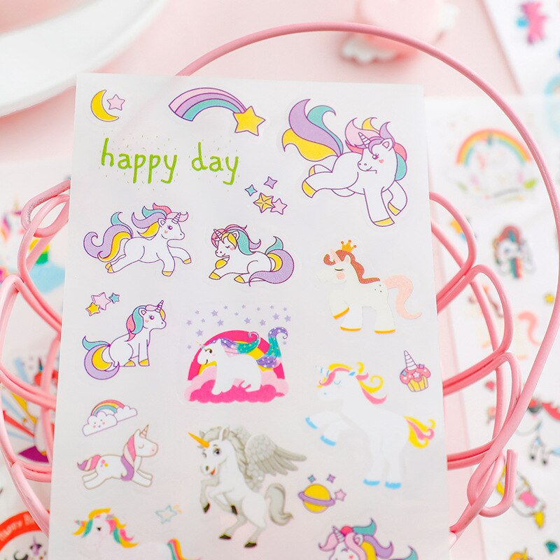6 pcs/lot Cute Unicorn Handmade Scrapbooking Stickers Journal Kawaii Flower Decorative Diary Stationery Sticker