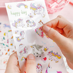 6 pcs/lot Cute Unicorn Handmade Scrapbooking Stickers Journal Kawaii Flower Decorative Diary Stationery Sticker