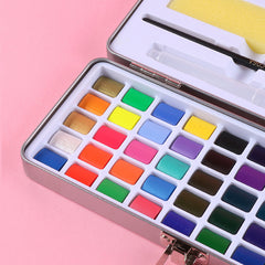 100 Colors Watercolor Paints Set Solid Glitter Metallic Watercolor Paint Set Professional Watercolor Paints With Box for Drawing Art Paint Supplies