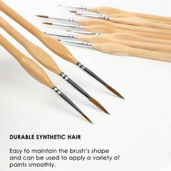 11 Pcs Miniature Detail Paint Brush Set With Wood Handle Professional Art Painting Supplies Handmade Painting Tools Outline Pen