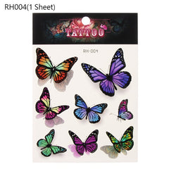 12 Sheet 3D Colorful Butterfly Temporary Tattoos Stickers Hand Neck Wrist Body Art Kids Girls Women Waterproof Fake Tattoos
