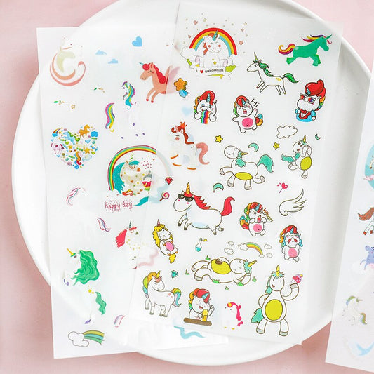6 pcs/lot Cute Unicorn Handmade Scrapbooking Stickers Journal Kawaii Flower Decorative Diary Stationery Sticker