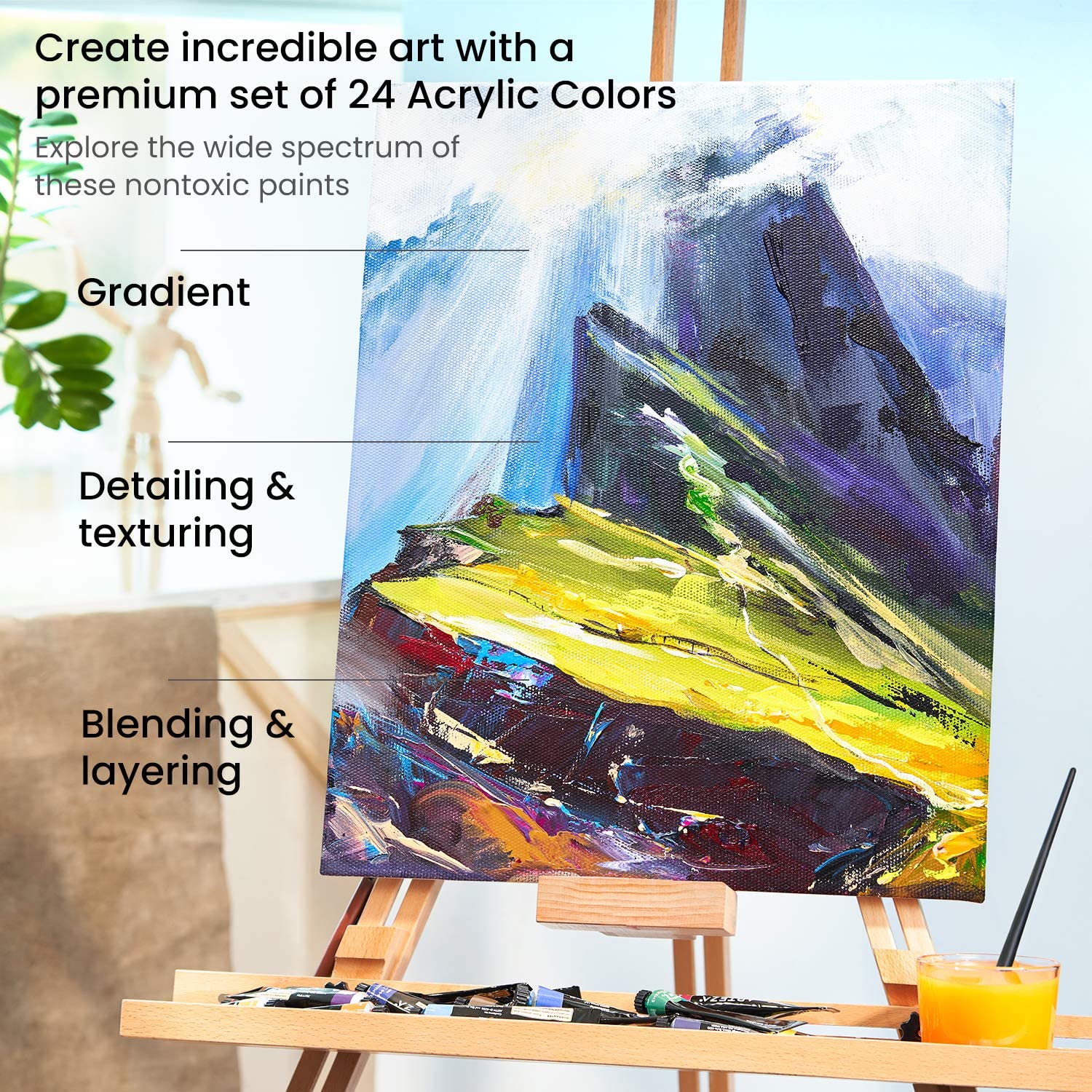 12/24 Color Acrylic Paint Set For Fabrics Painting Clothing Pigments Non-Fading Non-Toxic Professional Artist Painting 12Ml