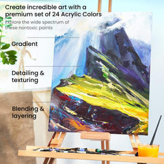 12/24 Color Acrylic Paint Set For Fabrics Painting Clothing Pigments Non-Fading Non-Toxic Professional Artist Painting 12Ml