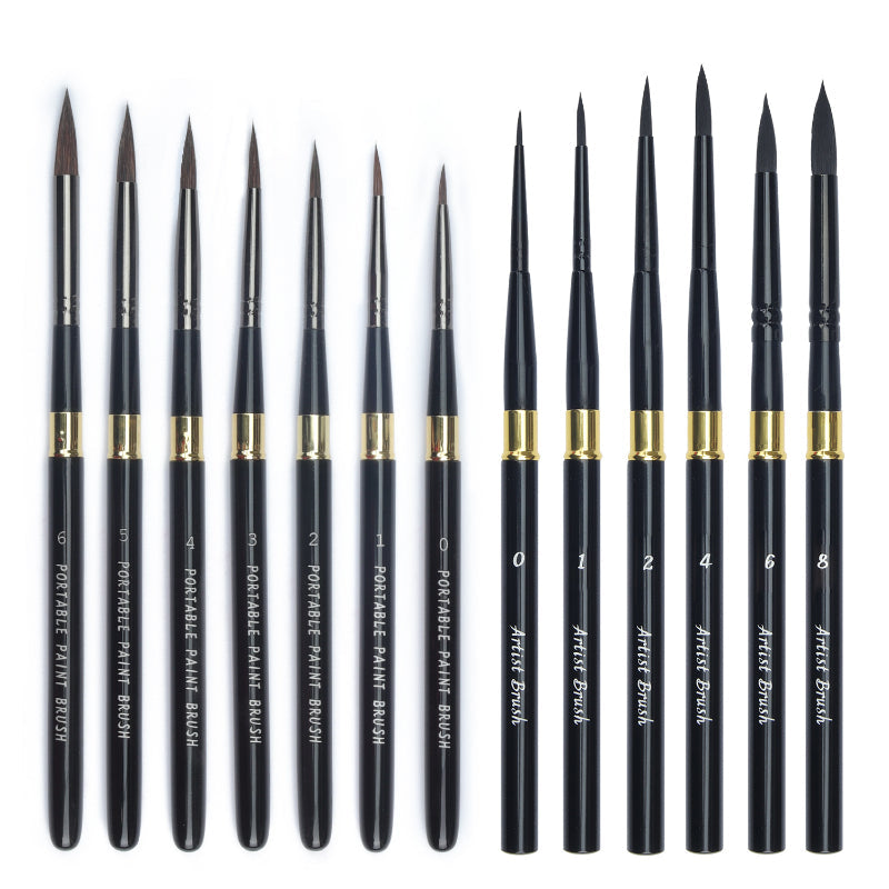 Nylon Hair Watercolor Brush Portable Travel Carry-on Brush Set Art Painting Professional Supplies