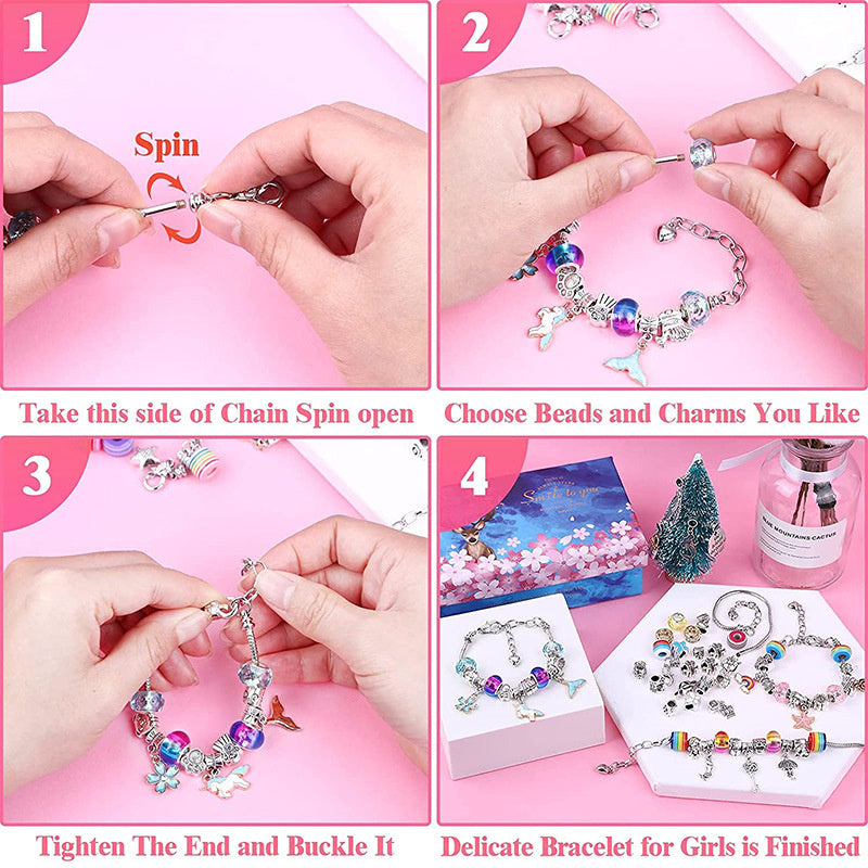 112 Pcs Christmas Jewerly Making Kit Charm Bracelets Kit with Beads, Jewelry Charms, Bracelets for DIY Craft, Jewelry Gift for Adults and Kids