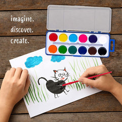 12 Colors Watercolor Paint Set Washable Watercolor Paint Set with Paint Brushes For Kids and Adults Drawing Coloring Painting, Washable Paint for Classroom, Parties, Kindergarten and Art Activities