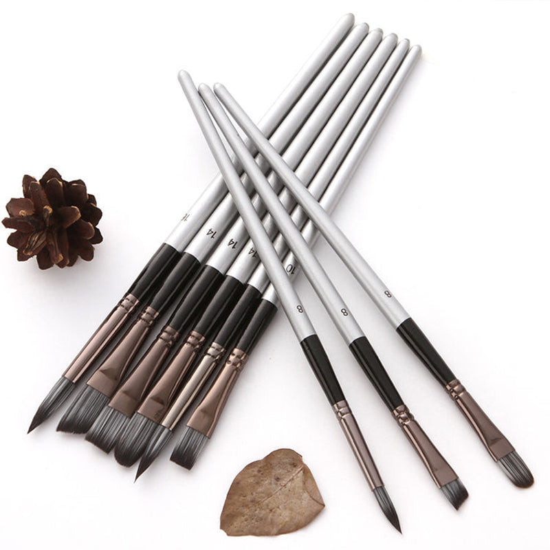 24 pcs/set Nylon Hair Watercolor Paint Brush Pen Acrylic Painting Art Paint Brushes Wooden Handle Scrubbing Scraper Acrylic Painting Art Brushes Supplies