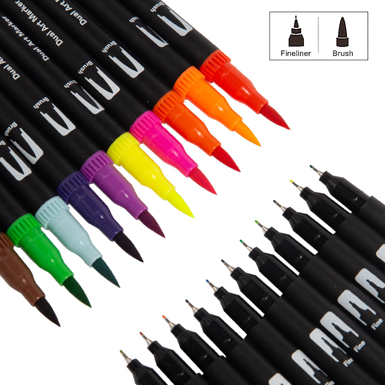 12/24/36/72/80/100/120 FineLiner Dual Tip Brush Art Markers Pen Colors Watercolor Pens For Drawing Painting Calligraphy Art Supplies