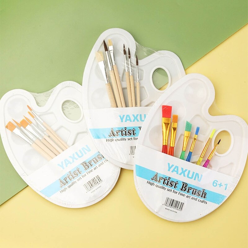 6 Sizes Acrylic Paint Brush Palette Nylon Hair Brushes for Multi Purpose Oil Watercolor Painting Artist Professional Kit