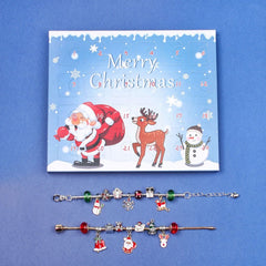 Christmas Countdown Advent Calendar DIY Charm Bracelet Necklace Jewelry Making Kit For Kids Children Xmas Gifts