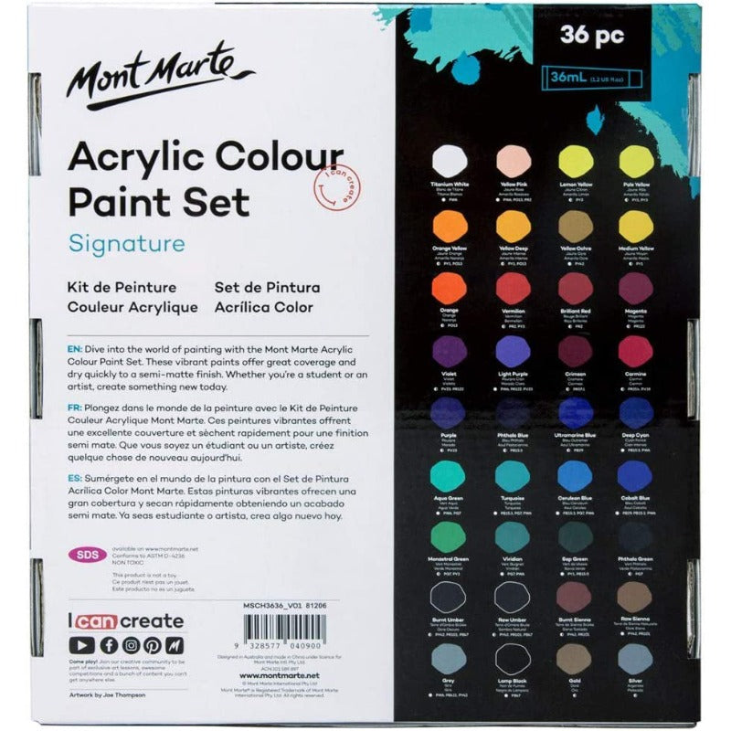 36ml Acrylic Paint Set 18/24/36/48 Colors Art Craft Paints Children's Hand-painted Graffiti Canvas Wall Painting Waterproof Professional Art Supplies