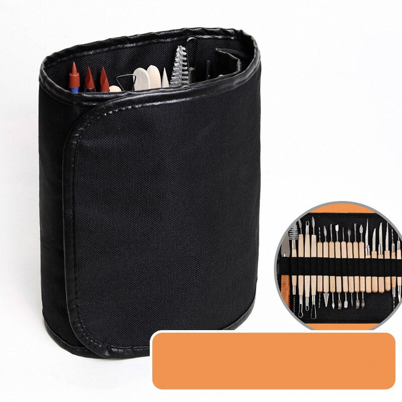 Clay Tools Set, Pottery Modelling Tools Kit Sculpting Tool Wooden Pottery Clay Carving Kit with Storage Bag, Apron for Rock Painting, Pottery Clay Modeling Embossing Nail Art DIY