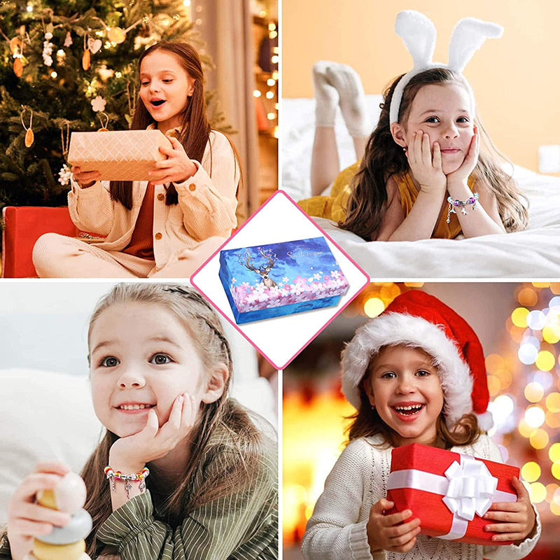 112 Pcs Christmas Jewerly Making Kit Charm Bracelets Kit with Beads, Jewelry Charms, Bracelets for DIY Craft, Jewelry Gift for Adults and Kids