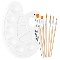 6 Sizes Acrylic Paint Brush Palette Nylon Hair Brushes for Multi Purpose Oil Watercolor Painting Artist Professional Kit