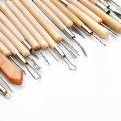 Clay Tools Set, Pottery Modelling Tools Kit Sculpting Tool Wooden Pottery Clay Carving Kit with Storage Bag, Apron for Rock Painting, Pottery Clay Modeling Embossing Nail Art DIY