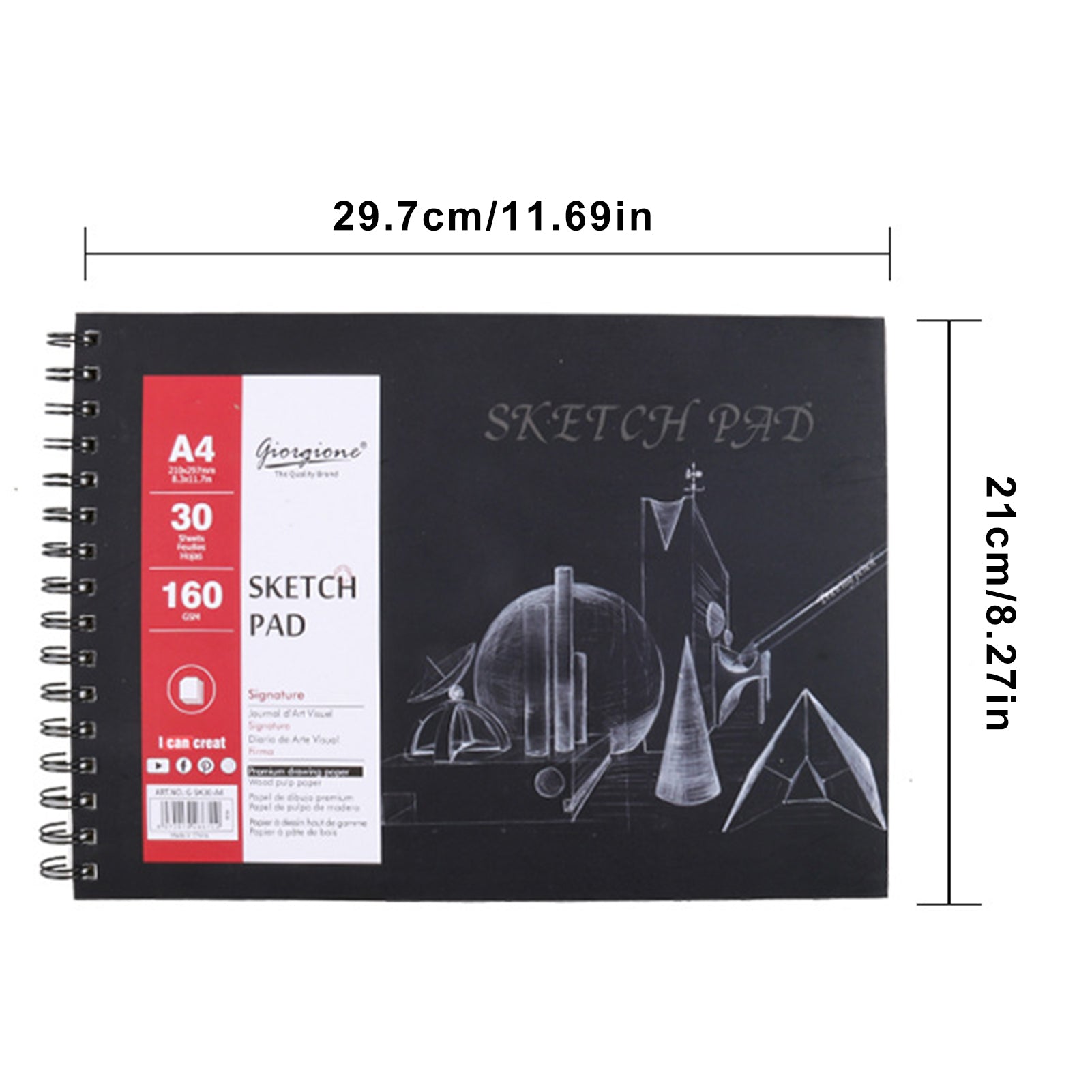 30 Sheet A3/A4/A5 Sketch Pad Hardcover Watercolor Sketchbook Paper for Drawing Painting Color Pencil Book School Art Supplies