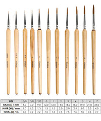 11 Pcs Miniature Detail Paint Brush Set With Wood Handle