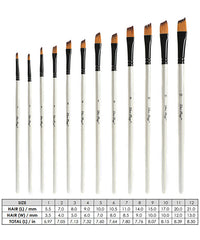 12 Pcs Angular Flat Paint Brush Set