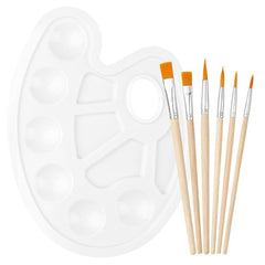 6 Sizes Acrylic Paint Brush Palette Nylon Hair Brushes for Multi Purpose Oil Watercolor Painting Artist Professional Kit